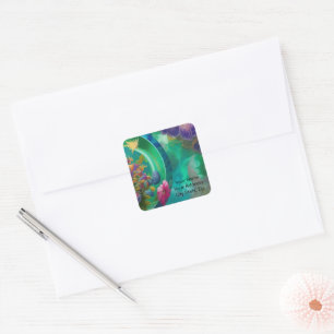 Aqua Floral Abstract underwater Garden   Square Sticker