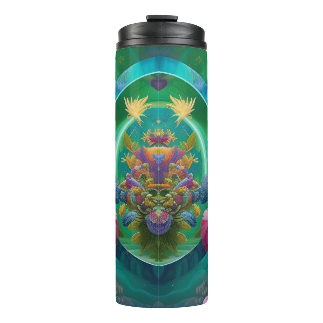 Aqua Floral Abstract underwater Garden  Thermal Tumbler (Front)