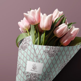 Aqua Floral Basket Tissue Paper