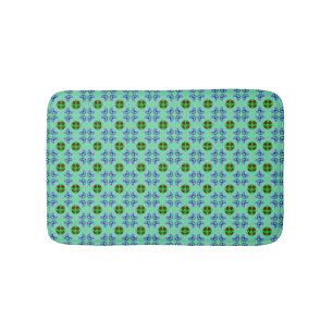 Aqua Floral Bath Mat