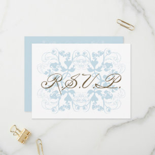 Aqua Floral Flourish Elegant Chic Wedding RSVP Invitation Postcard