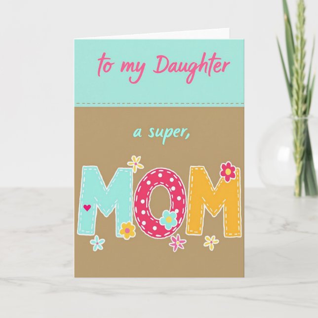 Aqua Floral Mum Card (Front)