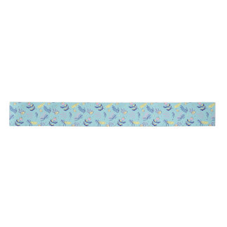 Aqua Floral Patterned Ribbon Satin Ribbon