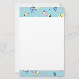 Aqua Floral Patterned Stationery Paper