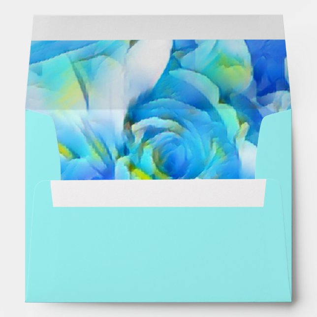 Aqua Floral Rose Flower Envelope (Back (Bottom))