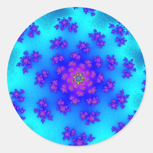 Aqua Floral Sprinkles Classic Round Sticker (Front)