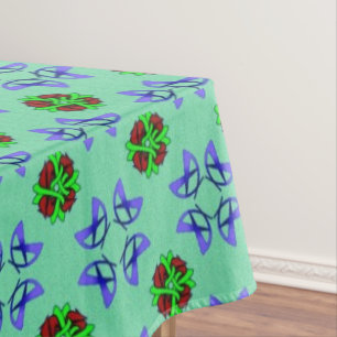Aqua Floral Tablecloth