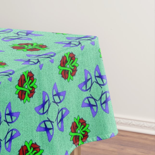 Aqua Floral Tablecloth (In Situ)