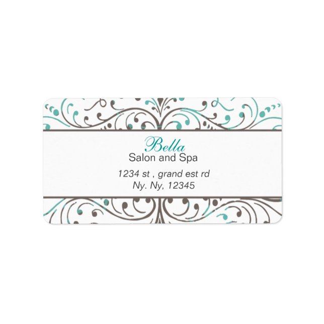Aqua Flourish Personalised Business Stationery Label (Front)