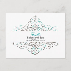 Aqua Flourish Personalised Business Stationery Postcard