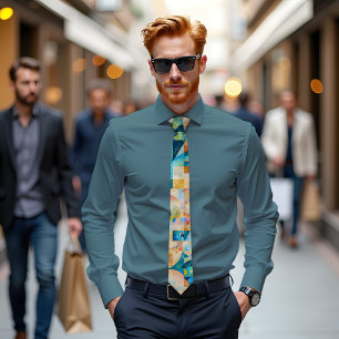 Aqua Flow Abstract Art Tie