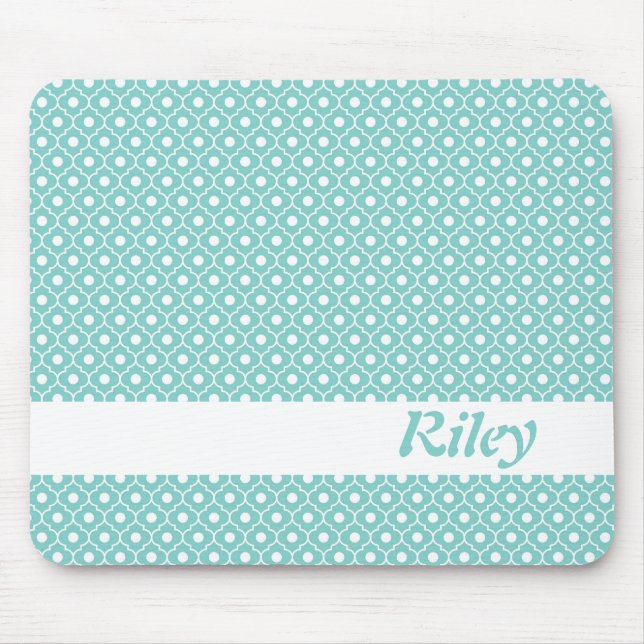 Aqua Flower Argyle Pattern Mousepad (Front)