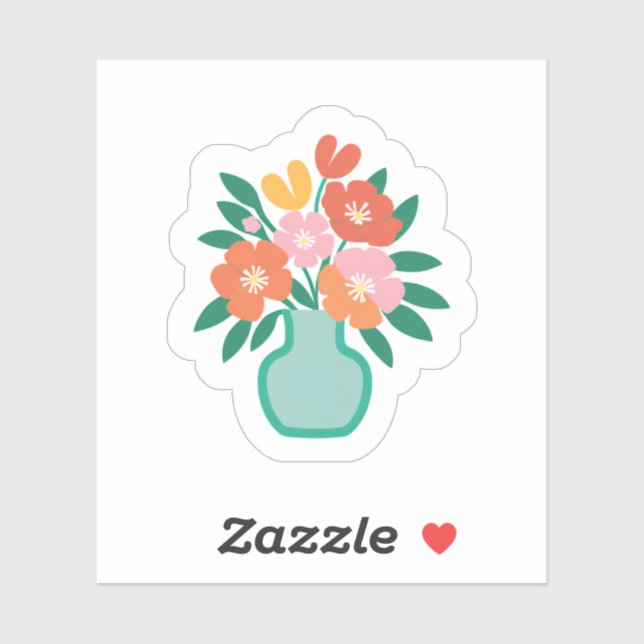 Aqua Flower Bouquet | Floral Vase Cute Drawn (Sheet)