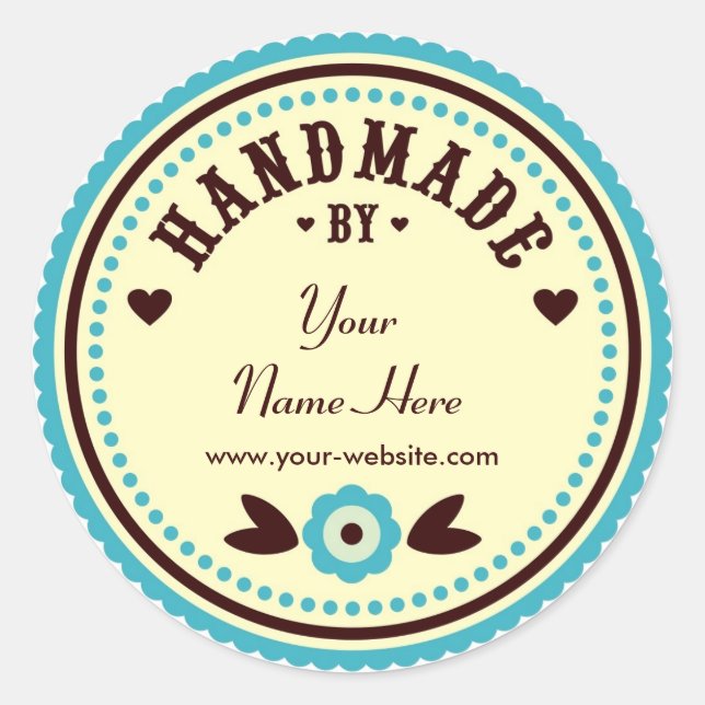 Aqua Flower Handmade By Personalised Stickers (Front)