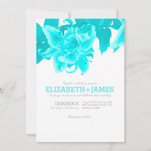 Aqua Flower Wedding Invitations