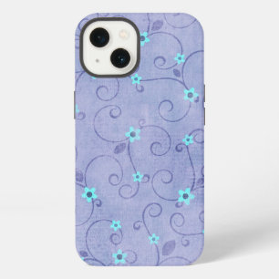 Aqua Flowers on Purple iPhone 13 Case