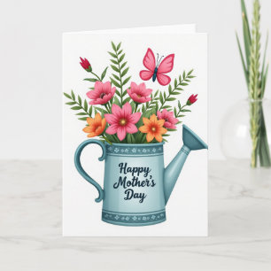Aqua Flowers Springtime Card