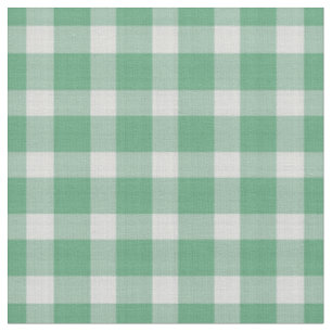 Aqua Forest Green & white Checkered gingham Plaid Fabric