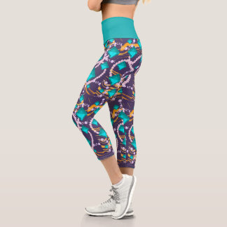 Aqua gems, perls and purple capri leggings