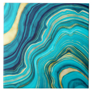 Aqua Geode Art Ceramic Tile. Tile