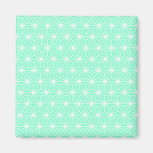 Aqua Geometric Art Deco Style Triangles Pattern Magnet