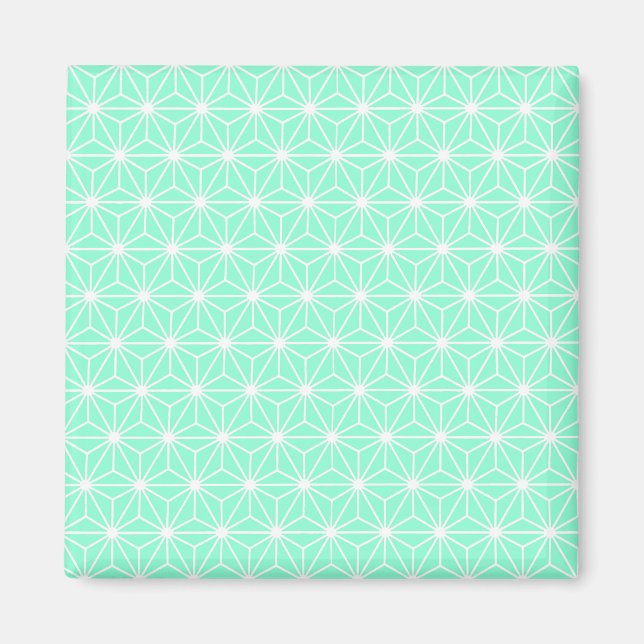 Aqua Geometric Art Deco Style Triangles Pattern Magnet (Front)