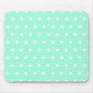 Aqua Geometric Art Deco Style Triangles Pattern Mouse Pad