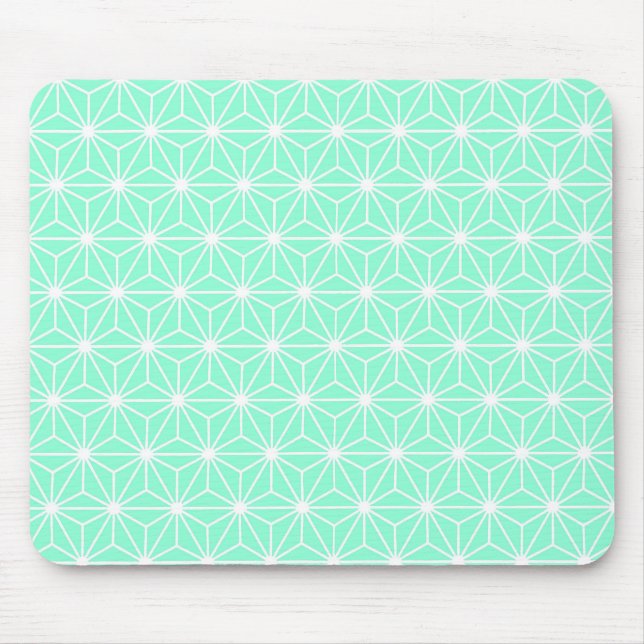 Aqua Geometric Art Deco Style Triangles Pattern Mouse Pad (Front)