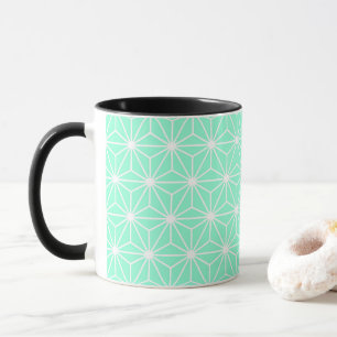 Aqua Geometric Art Deco Style Triangles Pattern Mug