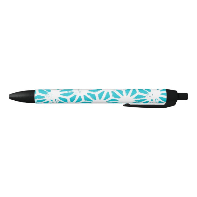Aqua geometric pattern black ink pen (Bottom)