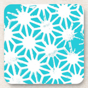 Aqua geometric pattern coaster