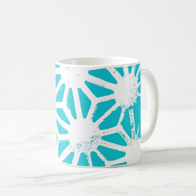 Aqua geometric pattern coffee mug (Front Right)