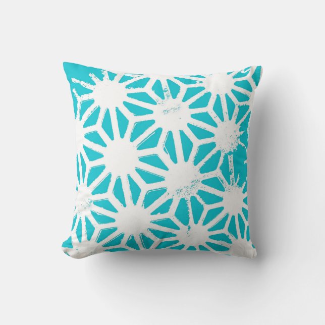 Aqua geometric pattern cushion (Front)