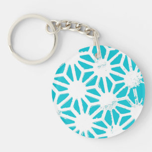 Aqua geometric pattern key ring