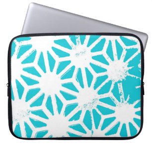 Aqua geometric pattern laptop sleeve