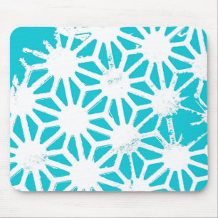 Aqua geometric pattern mouse pad