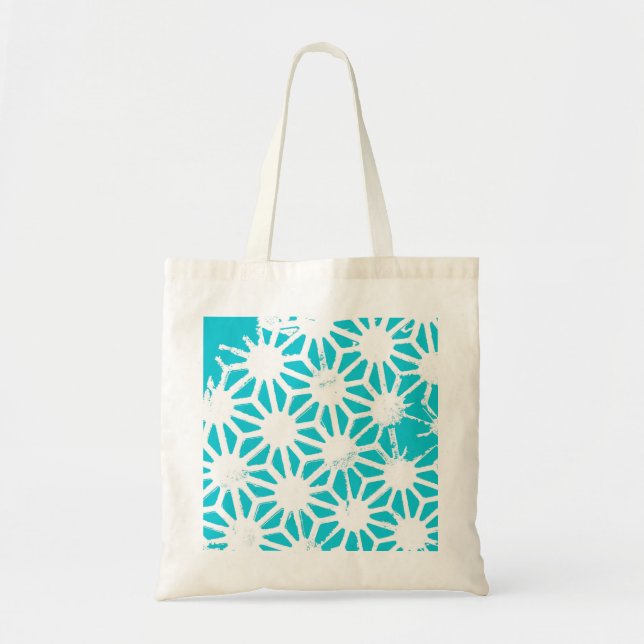 Aqua geometric pattern tote bag (Front)