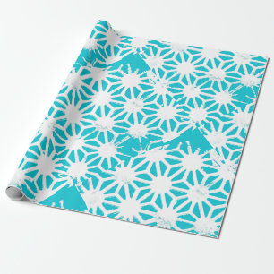 Aqua geometric pattern wrapping paper