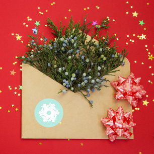 Aqua Geometric Snowflake Classic Round Sticker