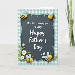 Aqua Gingham Fathers Day Card