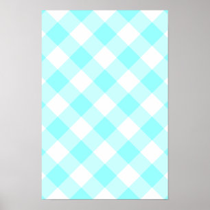 Aqua Gingham Pattern Poster