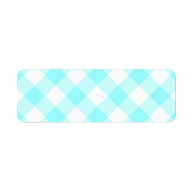 Aqua Gingham Pattern Return Address Label (Front)
