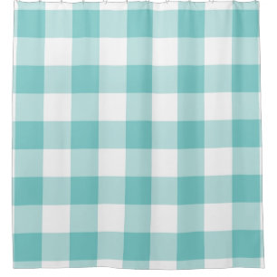 Aqua Gingham Pattern Shower Curtain