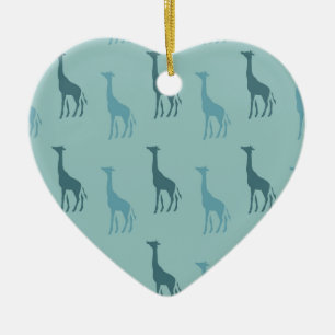 Aqua Giraffes Ceramic Ornament