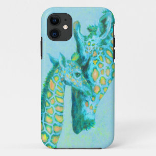 aqua giraffes iphone case