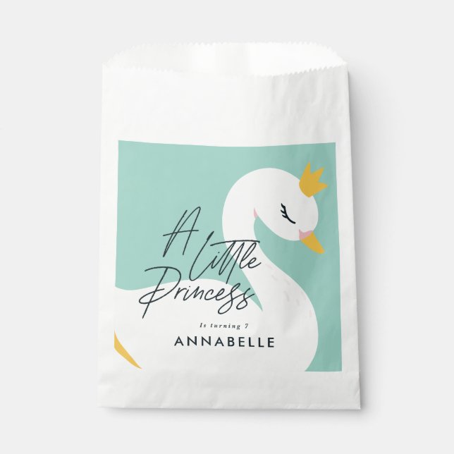 Aqua girly elegant photo beautiful swan party favour bag (Front)