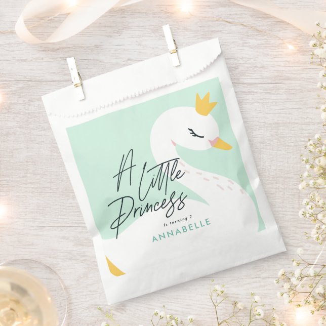Aqua girly elegant photo beautiful swan party favour bag (Clipped)