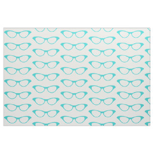 Aqua Girly Geek Glasses Fabric