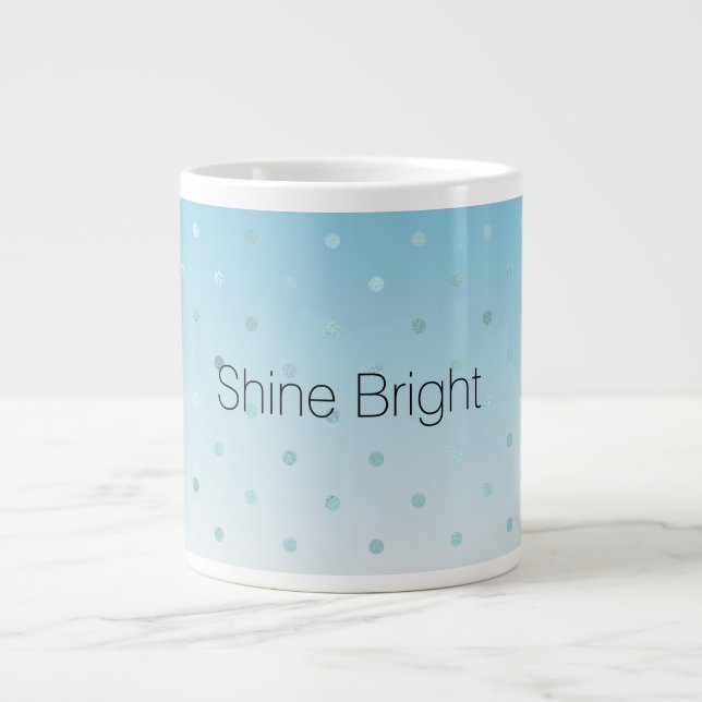 Aqua Glam Dots Ombre              Large Coffee Mug (Front)