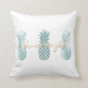 Aqua Glam Glitzy Pineapples Cushion